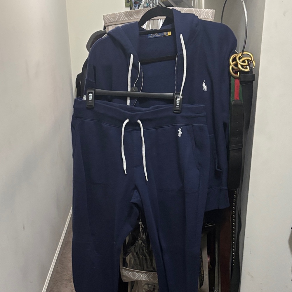 Navy Blue Hoodie and Sweatpants Set